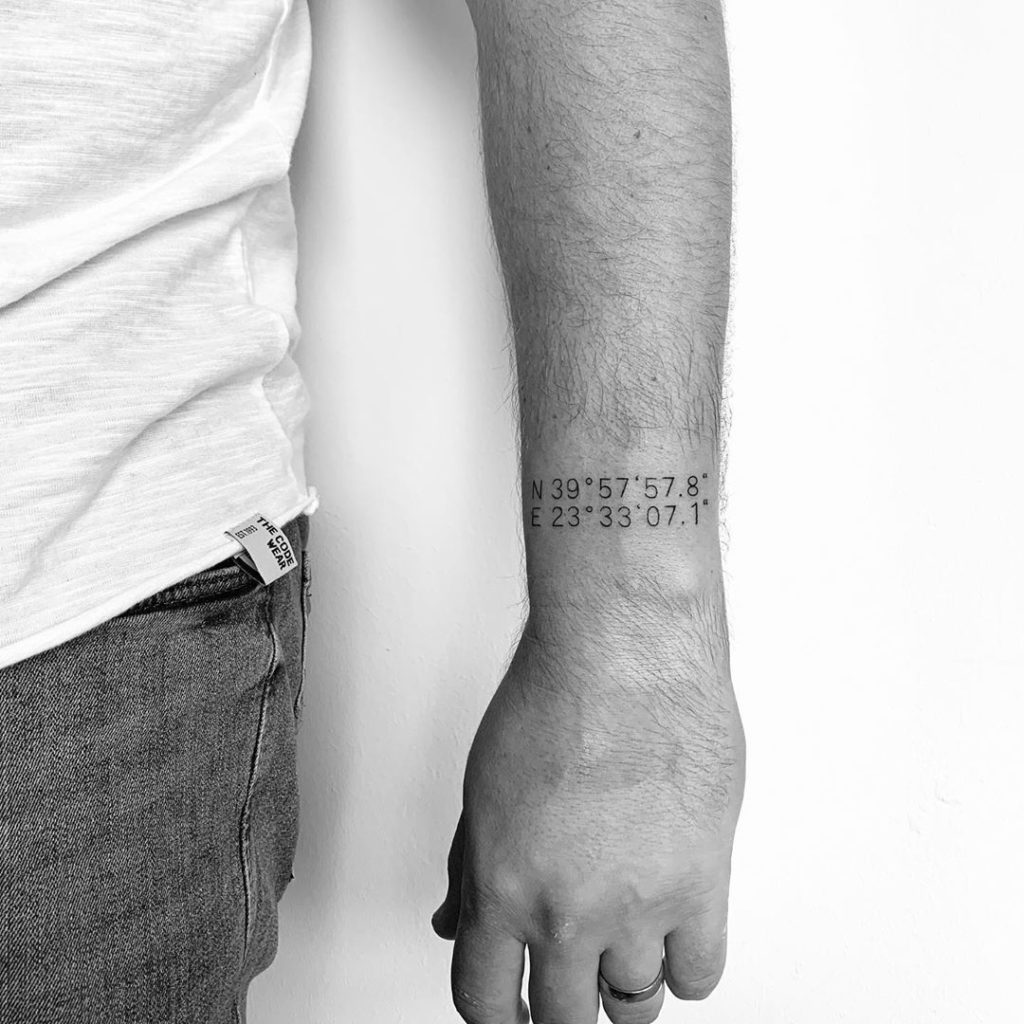 30 Coordinate Tattoo Ideas - The XO Factor | Coordinates tattoo, Cordinates  tattoo, Wedding date tattoos