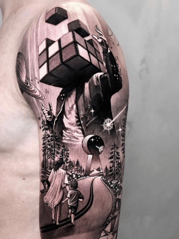 Dark Ink Gallery - Surrealism black and grey tattoo done by Sile Sanda  🤔What's your favourite style Realism or Surrealism tattoos? | Facebook